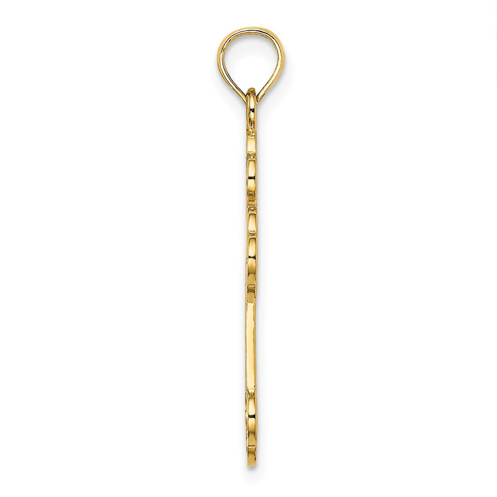 14K Gelbgold Ausgeschnitten Design Kreuz Charm