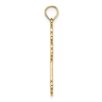 14K Gelbgold Ausgeschnitten Design Kreuz Charm