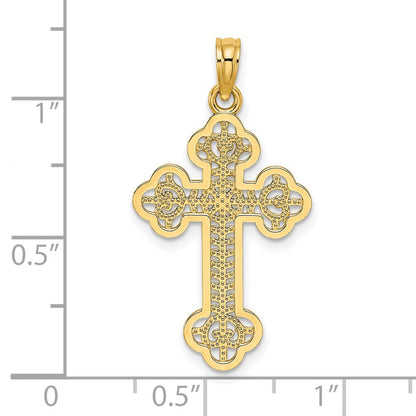 14K Gelbgold Ausgeschnitten Design Kreuz Charm