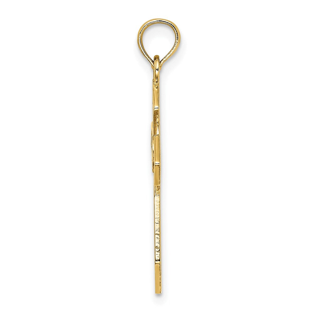 14K Gelbgold Poliert und Lace Kreuz Charm