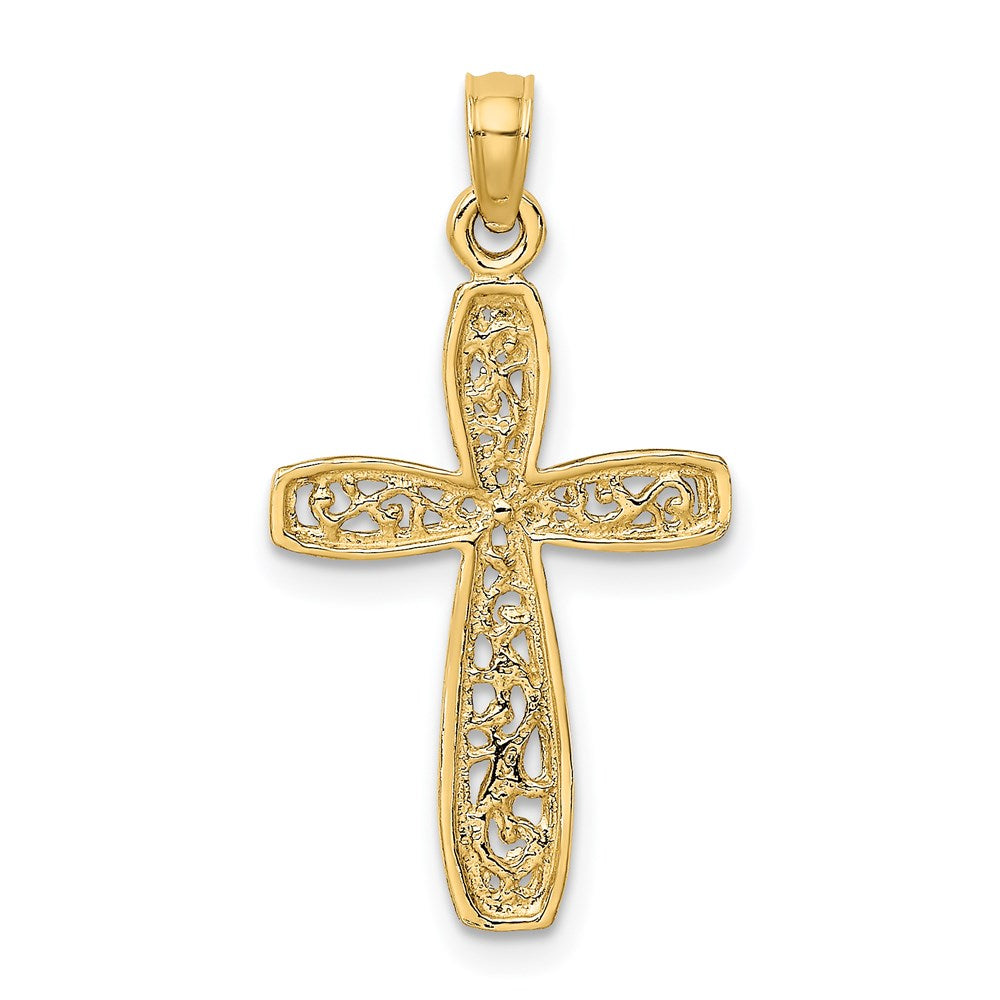 14K Gelbgold Kreuz mit Filigran Mittig Charm