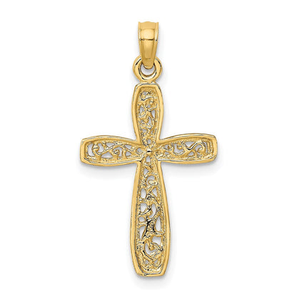 14K Gelbgold Kreuz mit Filigran Mittig Charm
