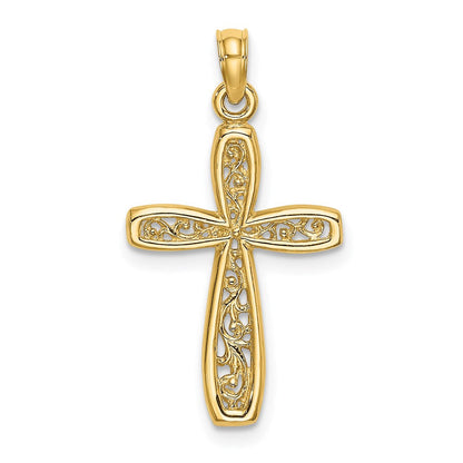 14K Gelbgold Kreuz mit Filigran Mittig Charm