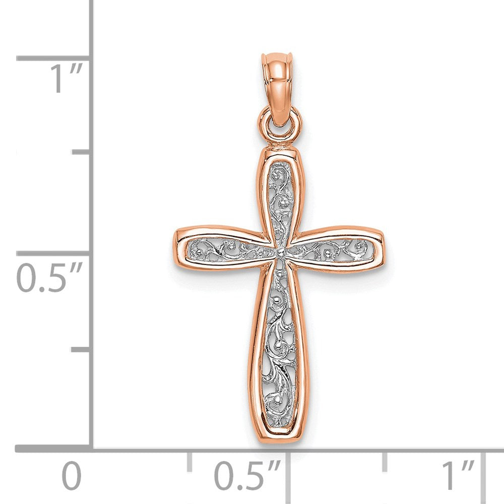 14K Roségold mit Weiß Rhodium Filigran Mittig Rand