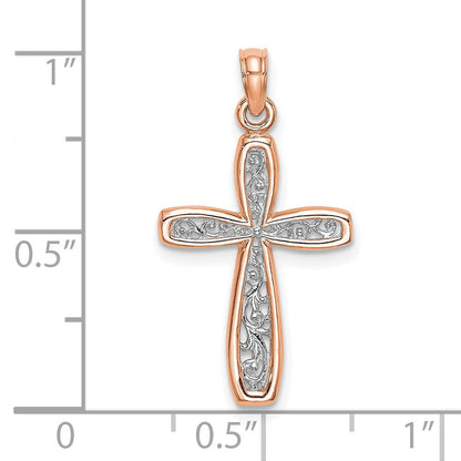14K Roségold mit Weiß Rhodium Filigran Mittig Rand