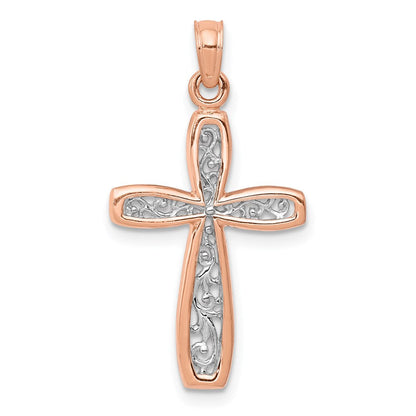 14K Roségold mit Weiß Rhodium Filigran Mittig Rand