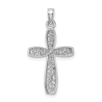 14K Weißgold Kreuz mit Filigran Mittig Charm