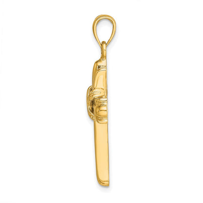 14K Gelbgold Poliert Kreuz-X-Mittelstück-Charm