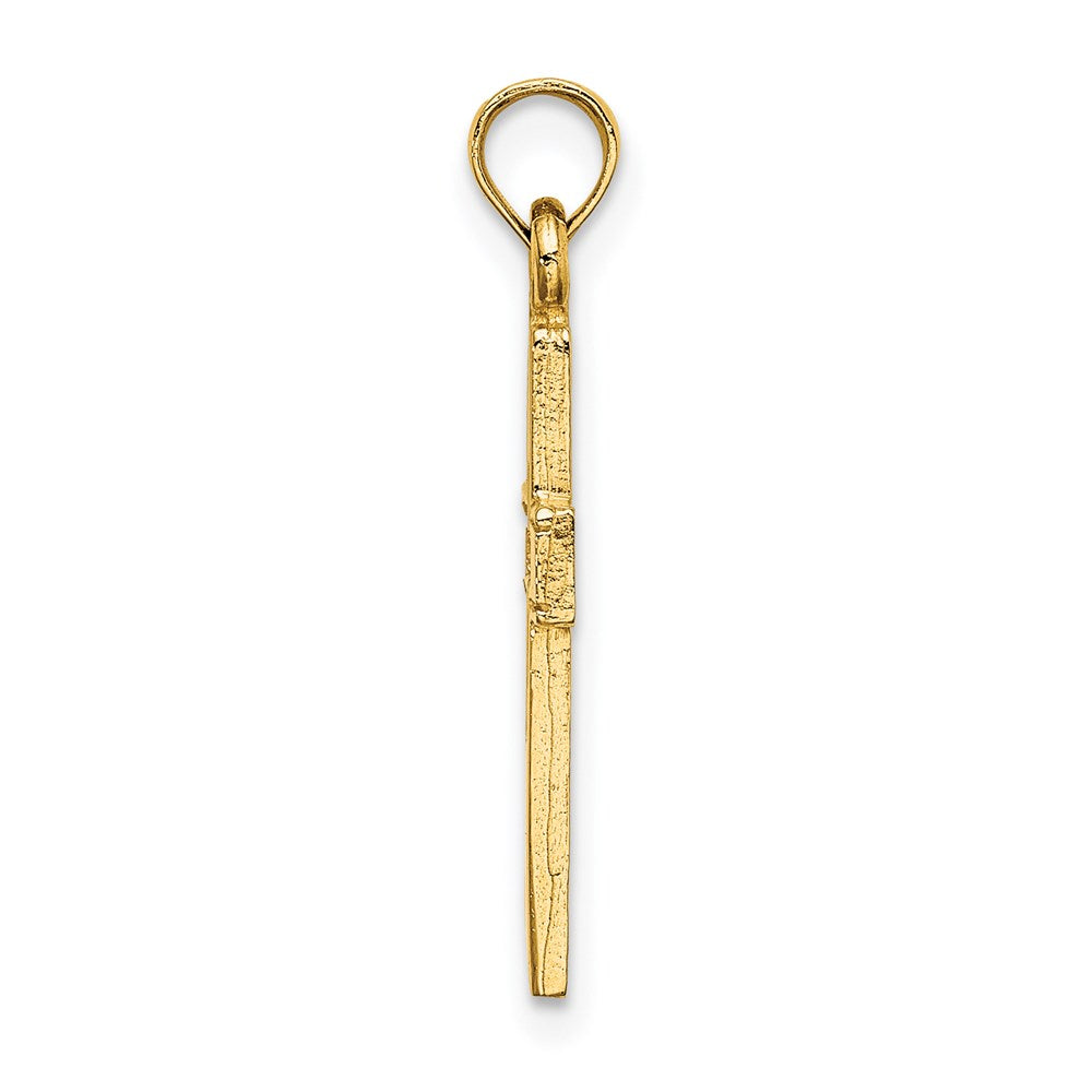 14K Gelbgold Poliert und Ausgeschnitten Kreuz Charm