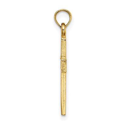 14K Gelbgold Poliert und Ausgeschnitten Kreuz Charm