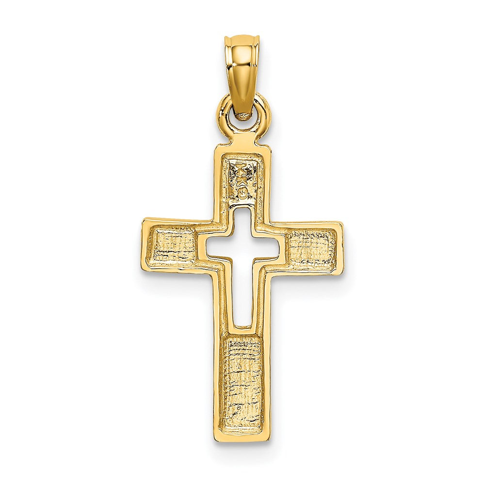 14K Gelbgold Poliert und Ausgeschnitten Kreuz Charm