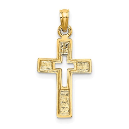 14K Gelbgold Poliert und Ausgeschnitten Kreuz Charm