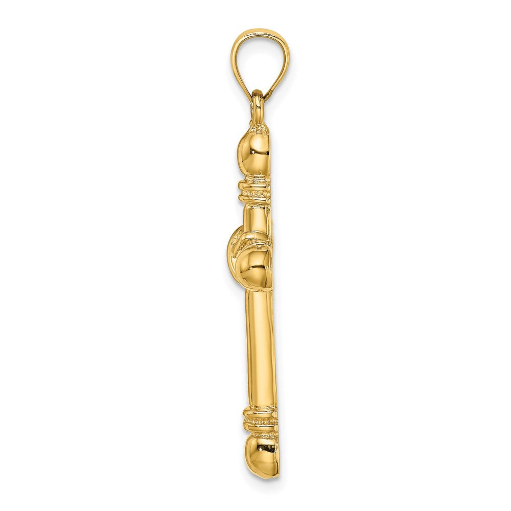 14K Gelbgold Polierter Zylinder-Kreuz-Charm