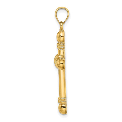 14K Gelbgold Polierter Zylinder-Kreuz-Charm