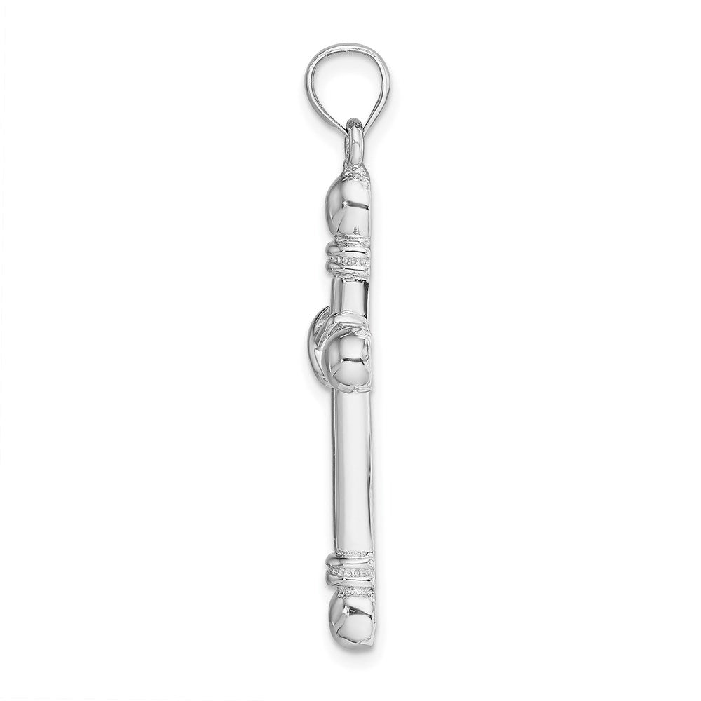 14K Weißgold Polierter Zylinder-Kreuz-Charm