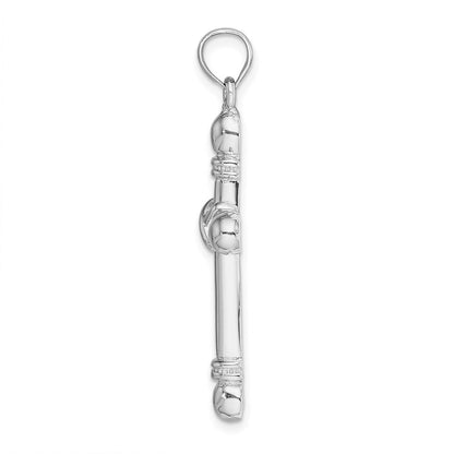 14K Weißgold Polierter Zylinder-Kreuz-Charm