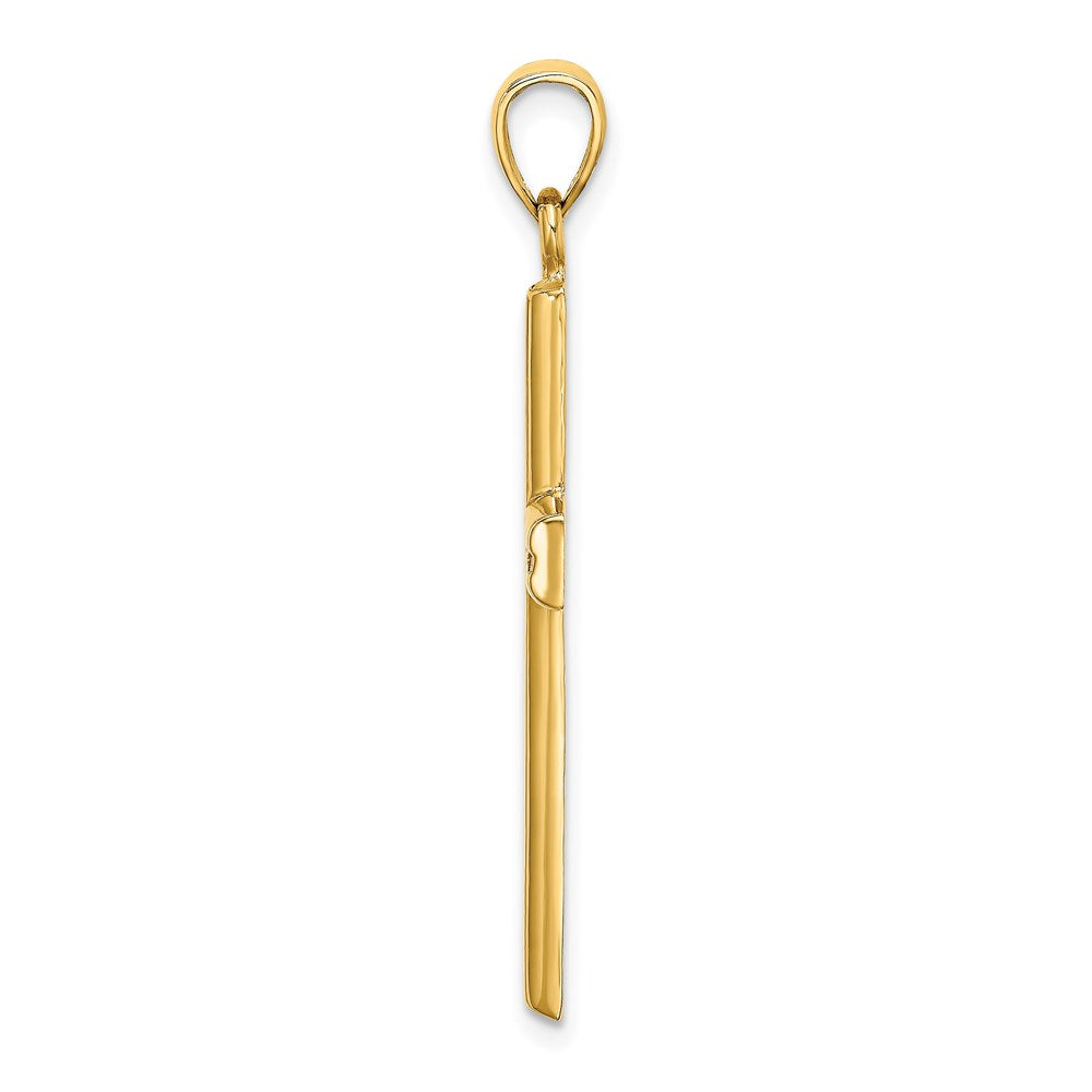 14K Gelbgold Polierter Kreuz-Charm mit Perlrand