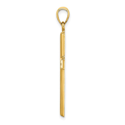 14K Gelbgold Polierter Kreuz-Charm mit Perlrand