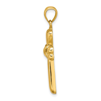14K Gelbgold Polierter X- und Herz-Kreuz-Charm