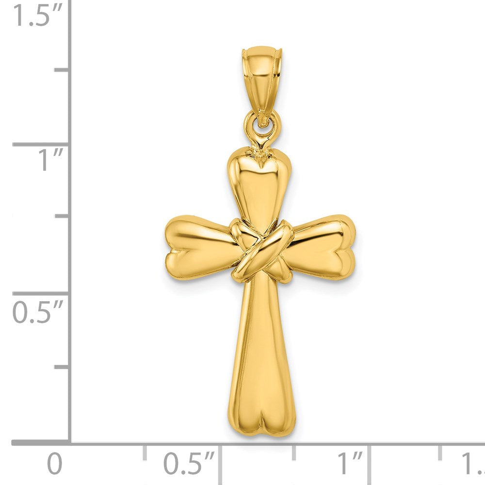 14K Gelbgold Polierter X- und Herz-Kreuz-Charm