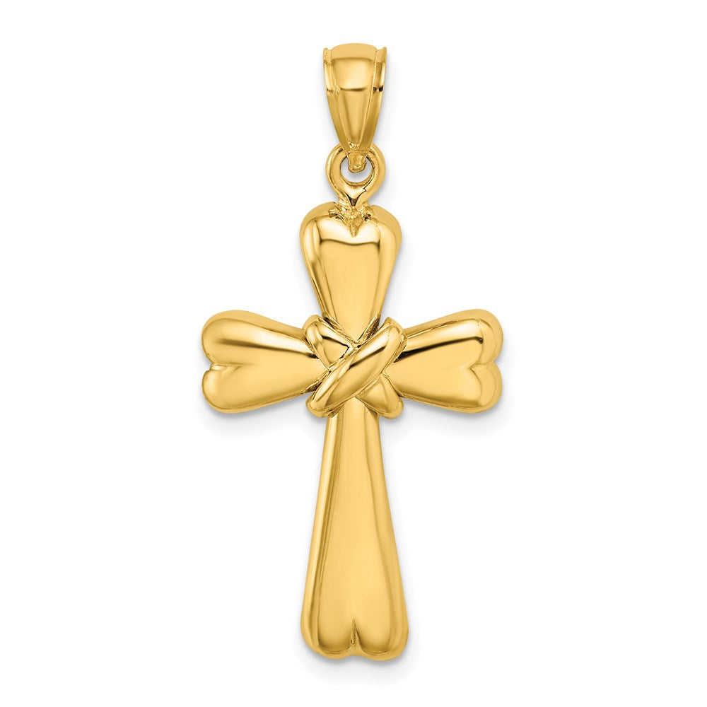 14K Gelbgold Polierter X- und Herz-Kreuz-Charm