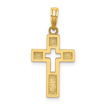 14K Gelbgold Poliert Ausgeschnitten Kreuz Charm
