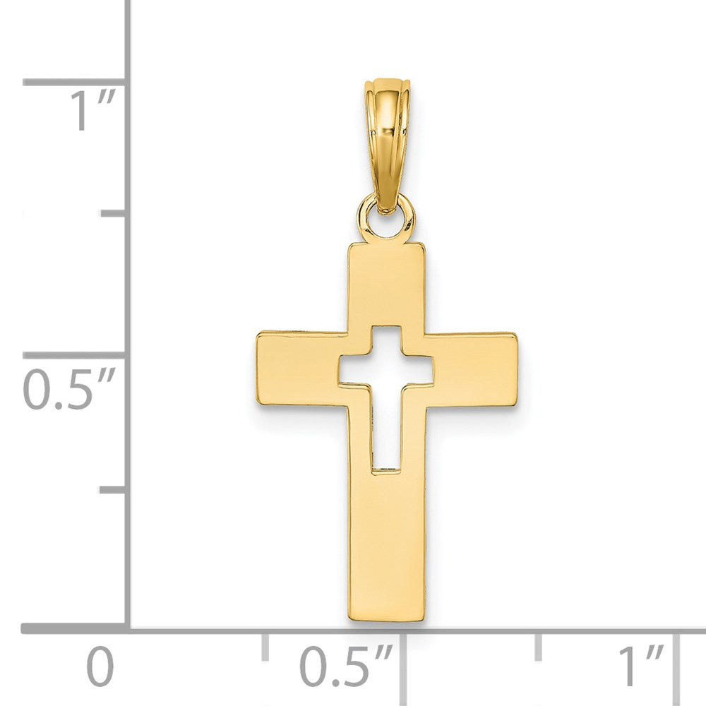 14K Gelbgold Poliert Ausgeschnitten Kreuz Charm