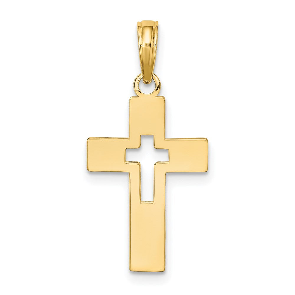 14K Gelbgold Poliert Ausgeschnitten Kreuz Charm