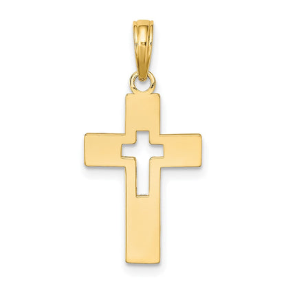 14K Gelbgold Poliert Ausgeschnitten Kreuz Charm