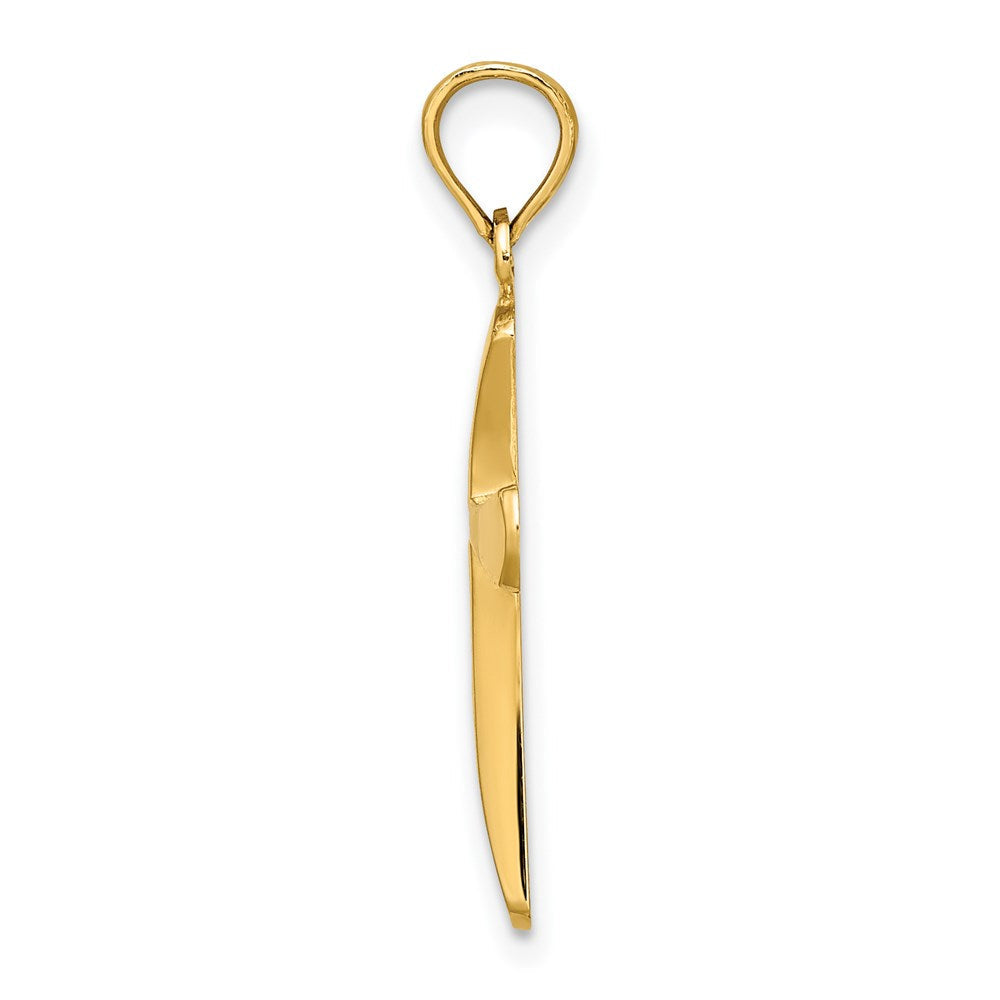 14K Gelbgold Charm, poliertes abgeschrägtes Kreuz mit runden Spitzen