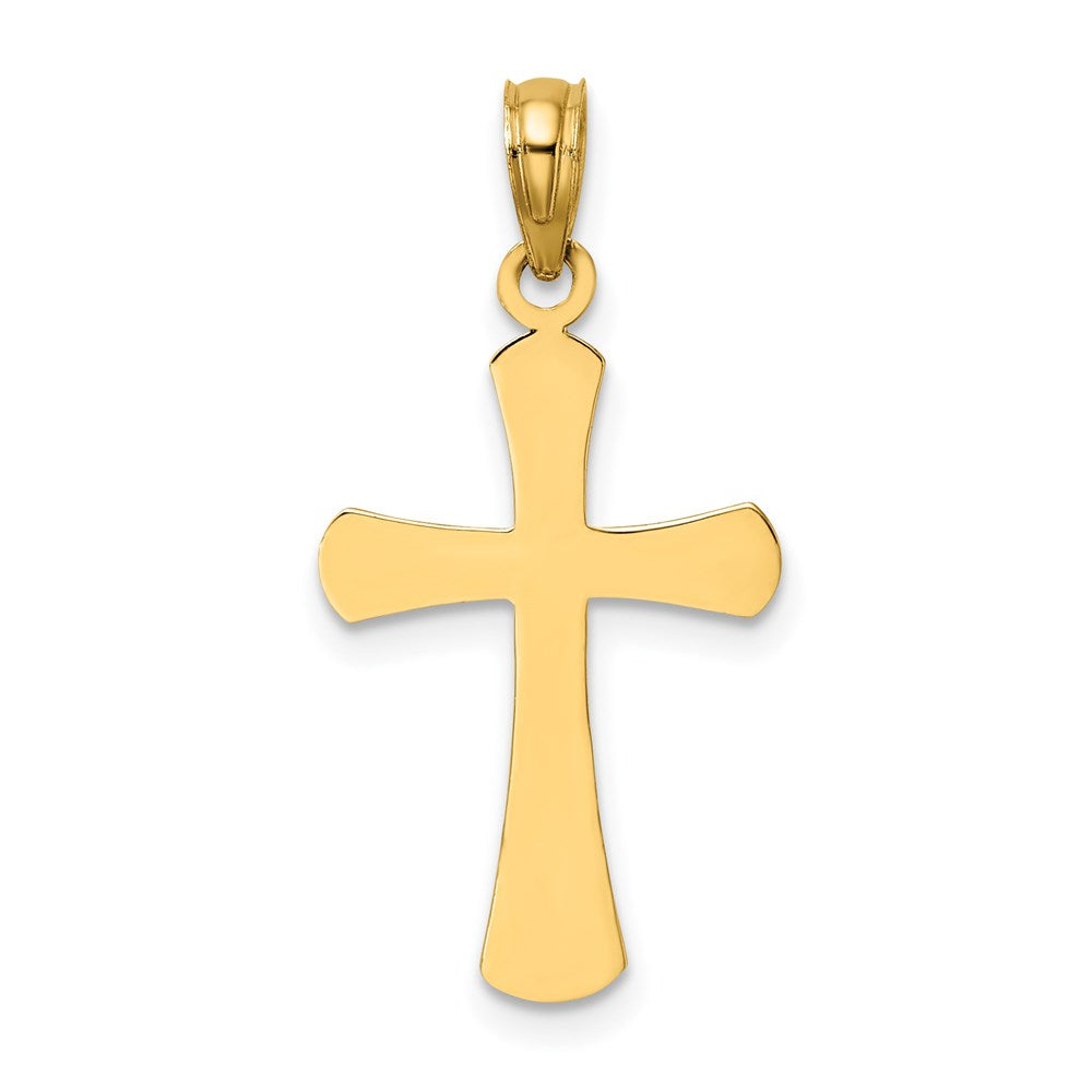 14K Gelbgold Charm, poliertes abgeschrägtes Kreuz mit runden Spitzen