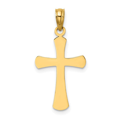14K Gelbgold Charm, poliertes abgeschrägtes Kreuz mit runden Spitzen