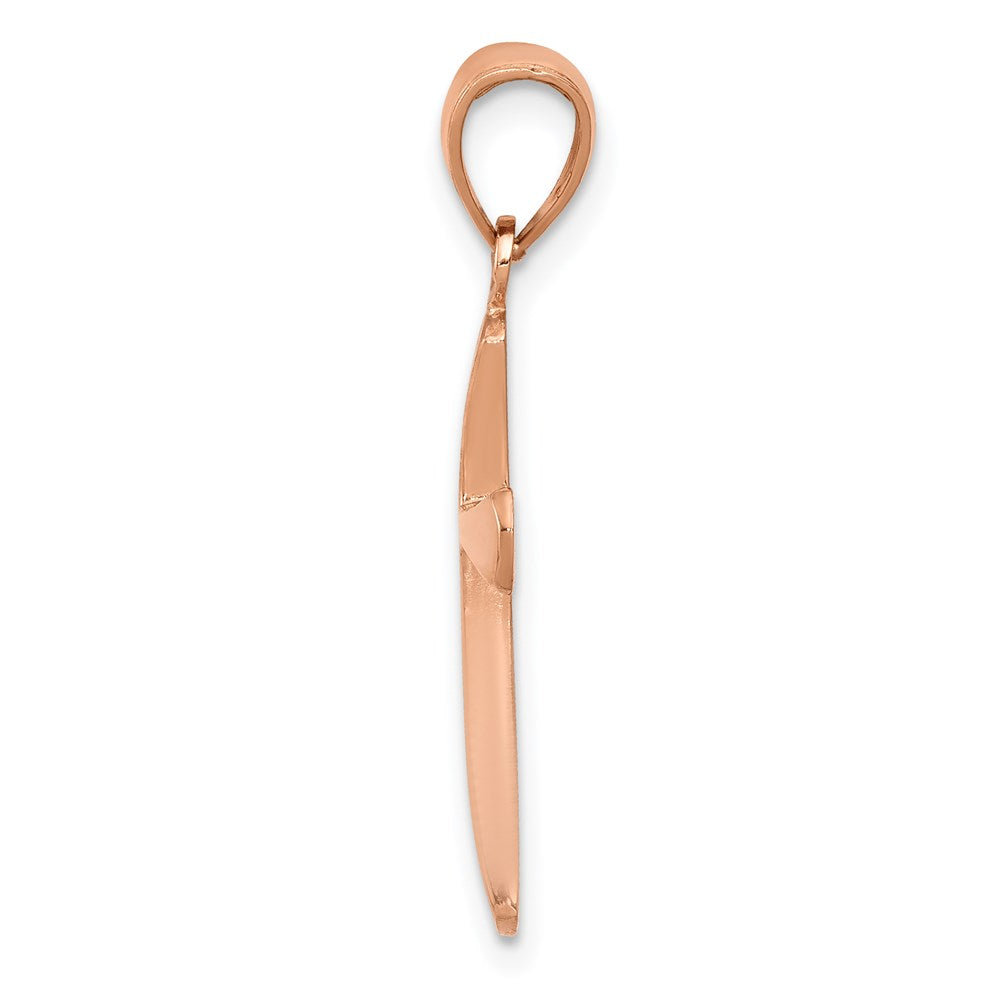 14K Roségold Charm mit poliertem, abgeschrägtem Kreuz und runden Spitzen
