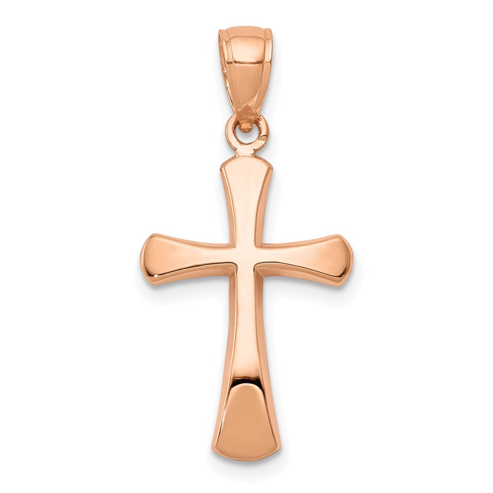 14K Roségold Charm mit poliertem, abgeschrägtem Kreuz und runden Spitzen