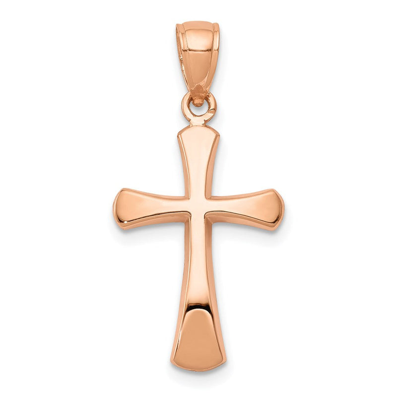 14K Roségold Charm mit poliertem, abgeschrägtem Kreuz und runden Spitzen