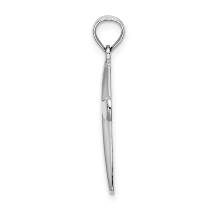 14K Weißgold Charm Kreuz mit abgerundeten Spitzen, poliert und facettiert