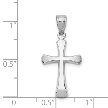 14K Weißgold Charm Kreuz mit abgerundeten Spitzen, poliert und facettiert