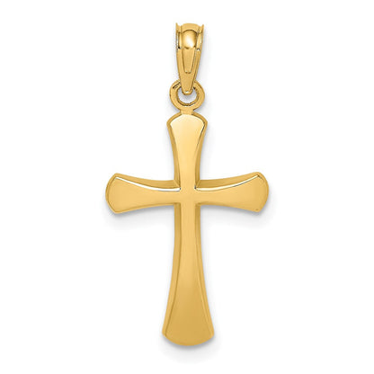 14K Gelbgold Charm, poliertes abgeschrägtes Kreuz mit runden Spitzen