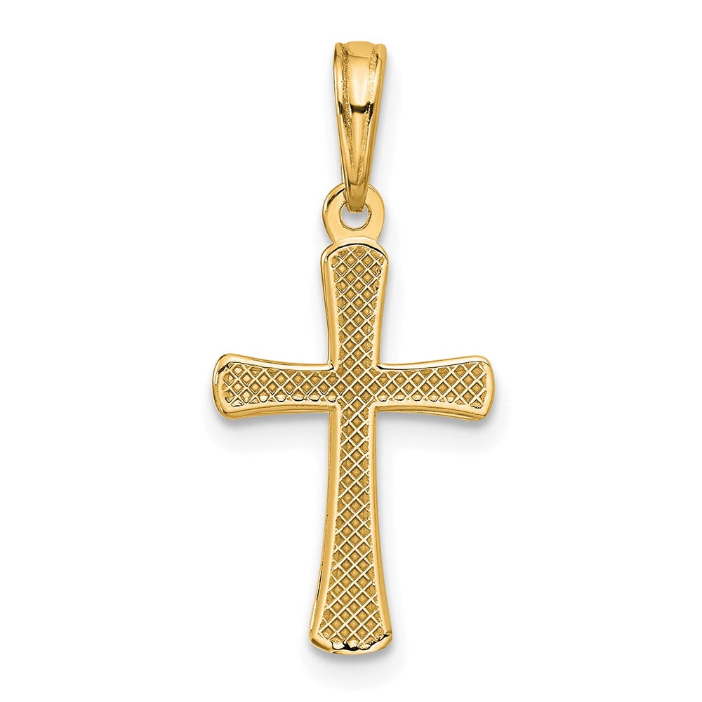 14K Gelbgold Poliert Abgeschrägt Kreuz mit Rund Tips Charm