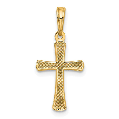 14K Gelbgold Poliert Abgeschrägt Kreuz mit Rund Tips Charm