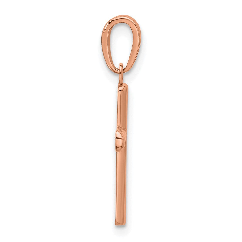 14K Roségold Poliert Abgeschrägt Kreuz mit Rund Tips Charm