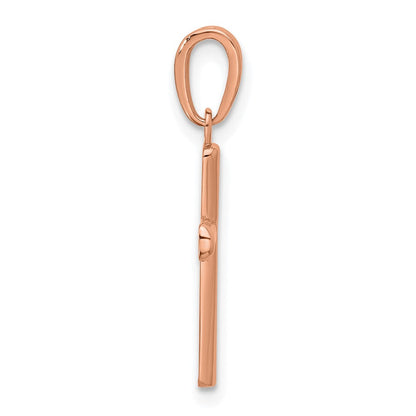 10K Roségold 10K Poliert Abgeschrägt Kreuz mit Rund Tips Charm