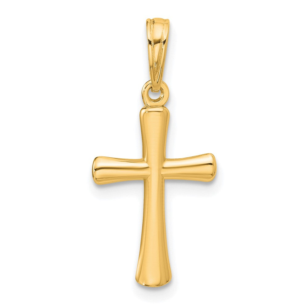 10K Gelbgold 10K Poliert Abgeschrägt Kreuz mit Rund Tips Charm