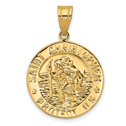 14K Gelbgold Polierter Sankt-Christopherus-Münzcharm