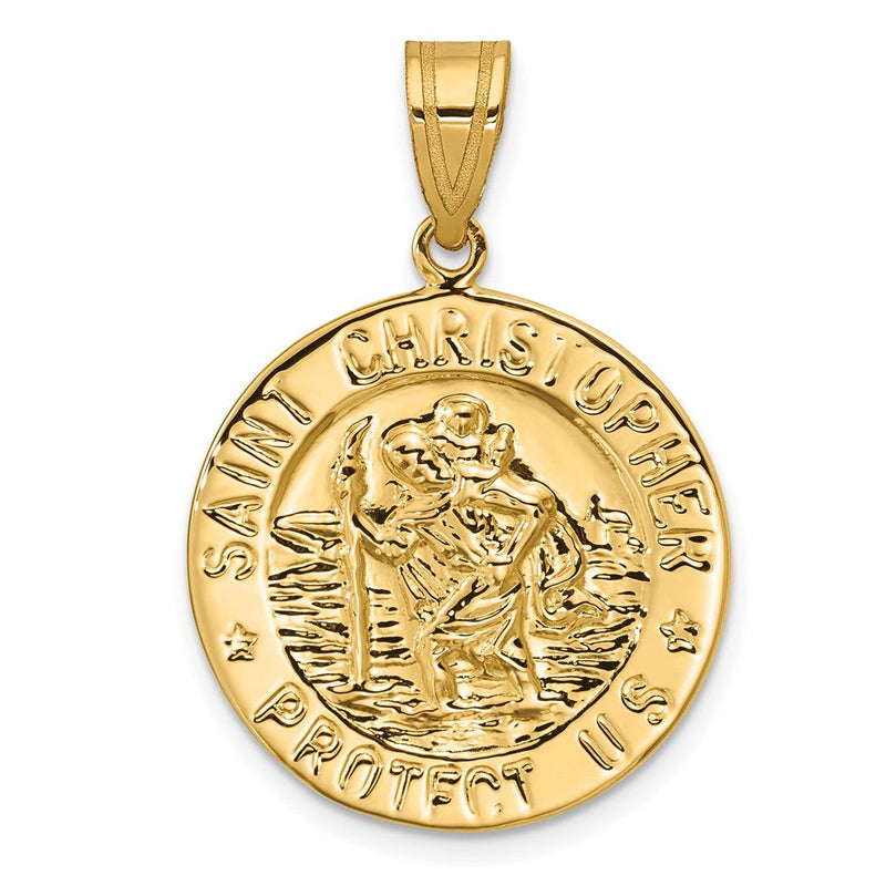 14K Gelbgold Polierter Sankt-Christopherus-Münzcharm