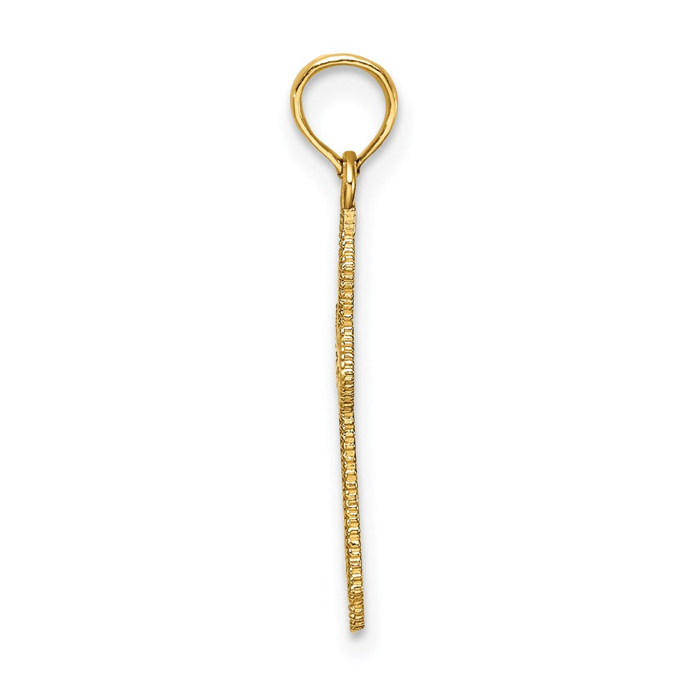 14K Gelbgold Diamantiert mit Gekugelt Kante Kreuz Charm