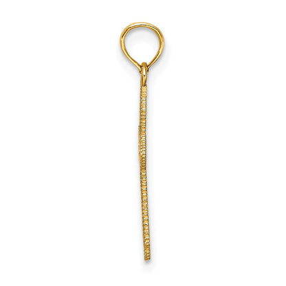 14K Gelbgold Diamantiert mit Gekugelt Kante Kreuz Charm