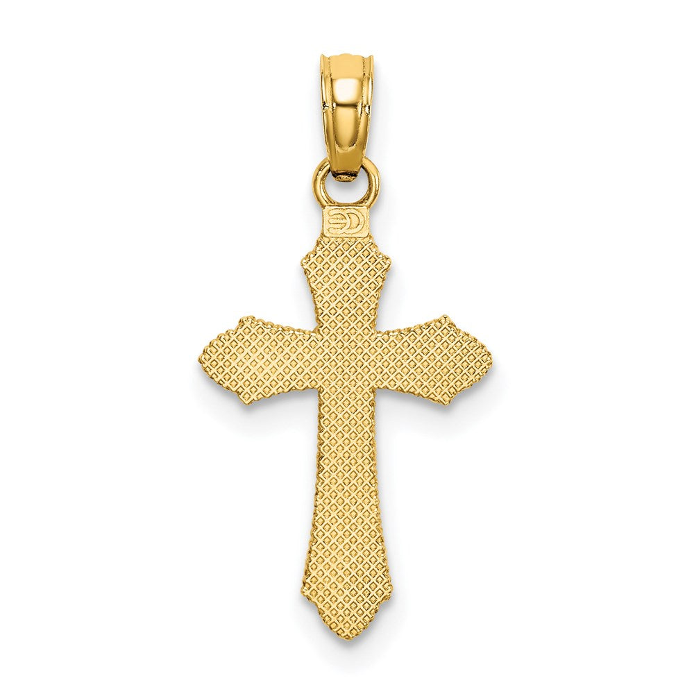 14K Gelbgold Diamantiert mit Gekugelt Kante Kreuz Charm