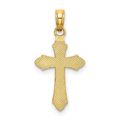 14K Gelbgold Diamantiert mit Gekugelt Kante Kreuz Charm