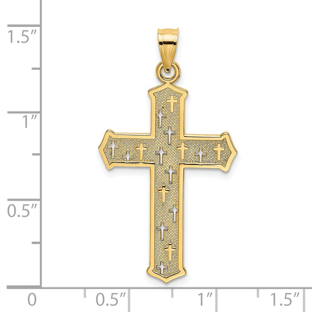 Charm „Kreuz mit Pfeilspitzen und Kreuzakzenten" aus 14K Gelbgold